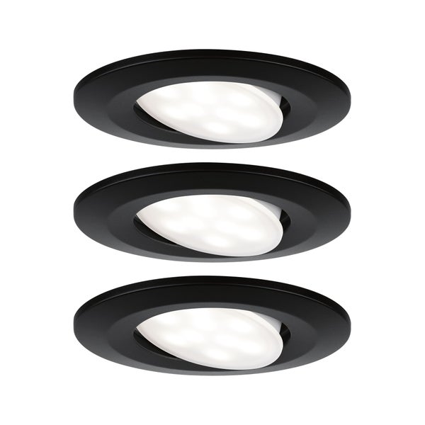 LED Einbauleuchte Calla Basisset schwenkbar IP65 rund 90mm 3x6W 3x530lm 230V 4000K Schwarz matt