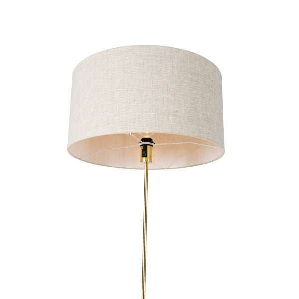 Stehlampe mit Stoffschirm und Metallfuß