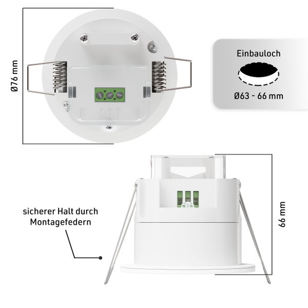 Präsenzmelder Decke 360 Grad 24GHz IP65 Radar Bewegungsmelder 6m Anwesenheitssensor Badezimmer geeignet Unterputz flach weiß 230V