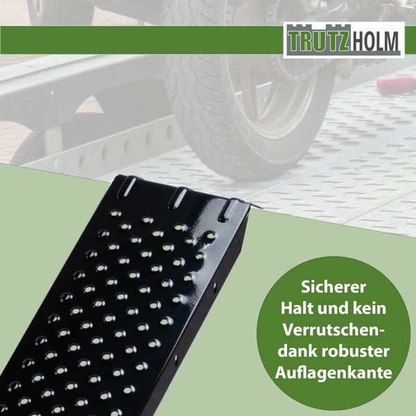 TRUTZHOLM Auffahrrampen 160 cm 400 kg Stahl schwarz gebördelt Verladerampe Quads Rasenmäher