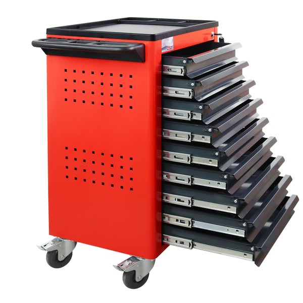 PROREGAL Werkstattwagen Cheetah 9 Schubladen HxBxT 96 x 61 x 45 cm Rot