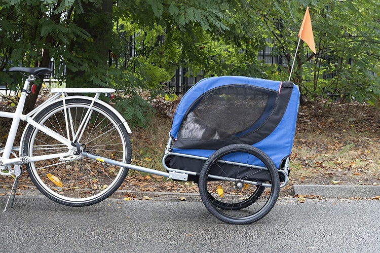 Sena Fahrradanhänger für Hunde bis 26 kg, Klappbarer Hundewagen für kleine & große Hunde, Transportanhänger 75x52x65 cm, Fahrradanhänger für Haustiere