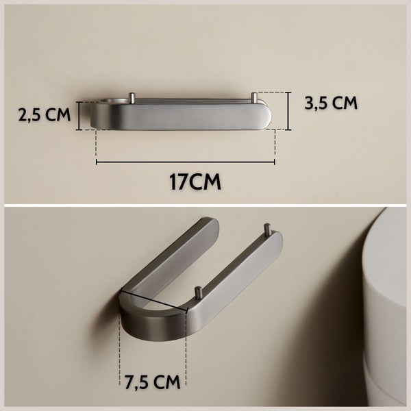 DEKAZIA® Toilettenpapierhalter ohne Bohren Edelstahl grau | Klopapierhalter ohne Bohren | Klorollenhalter ohne Bohren Klopapierhalter WC Rollenhalter ohne Bohren WC Papier Halterung Kleben