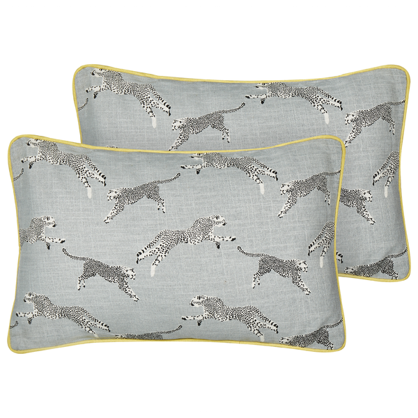 Dekokissen 2er Set ARALES Baumwolle 30 x 50 cm Hellgrau Tiermuster