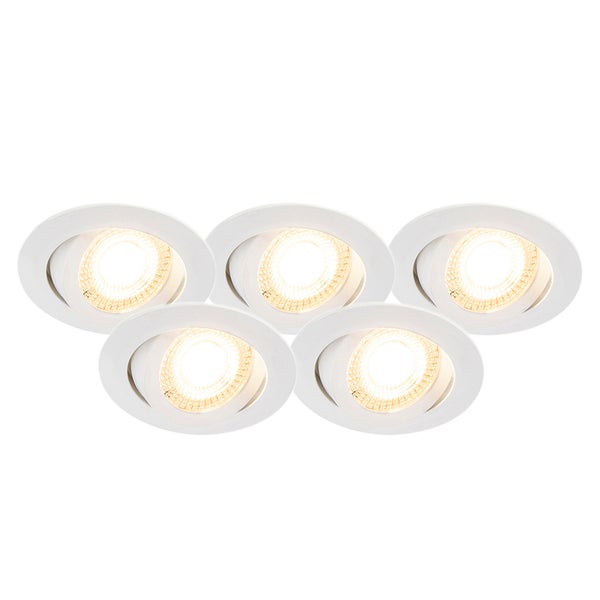 5er Set Einbaustrahler weiß inkl. LED 3-stufig dimmbar - Mio