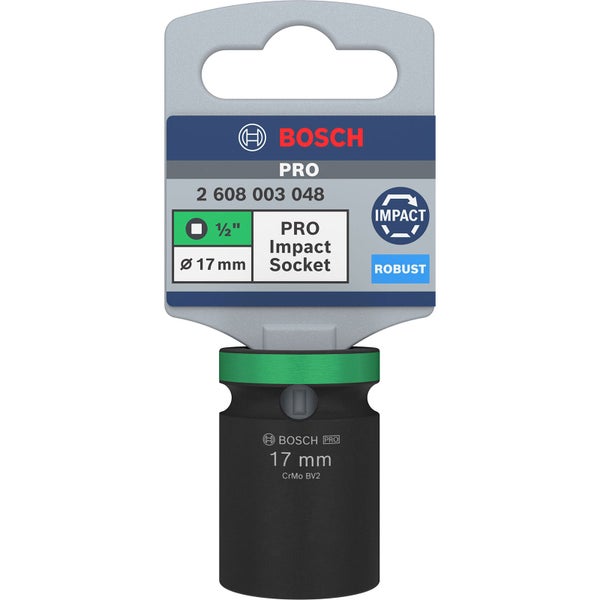 Bosch Pro Impact Steckschlüssel, 17 Millimeter, 1/2 Zoll