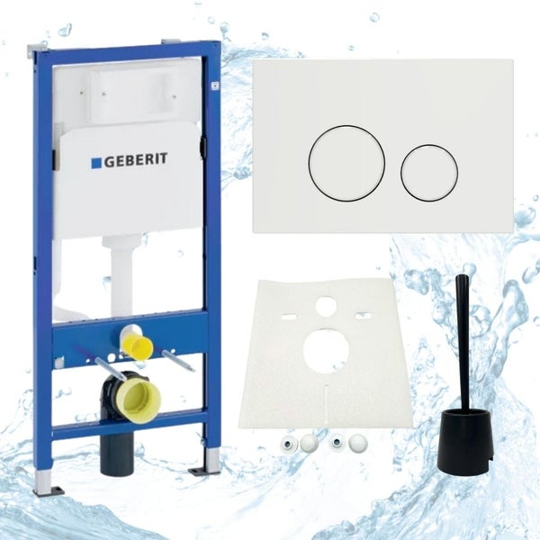 Geberit Duofix Vorwandelement mit Betätigungsplatte, Schallschutzmatte und WC-Garnitur