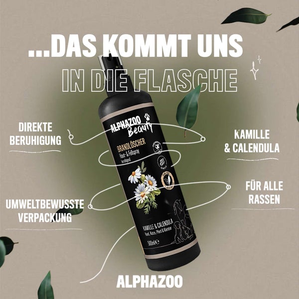ALPHAZOO Brandlöscher Anti Juckreiz Spray 500ml für Hunde und Katzen I Sanfte Beruhigung für Fell und Haut