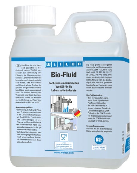 WEICON Bio-Fluid | Schmier- und Pflegeöl für den Lebensmittelbereich NSF H1 | 1 L | transparent