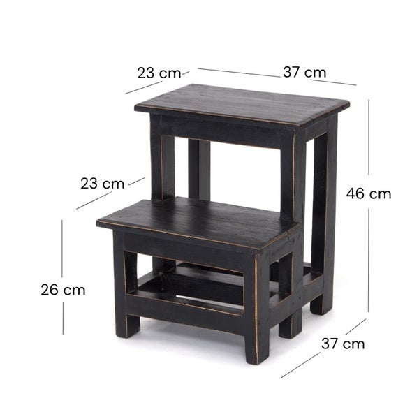 Trittleiter STEP Recyclingholz zweistufig  09 voodoo - schwarz