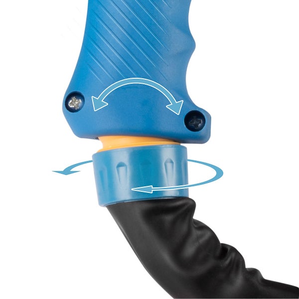 Detailaufnahme einer Gartenschlauchverbindung mit Drehfunktion