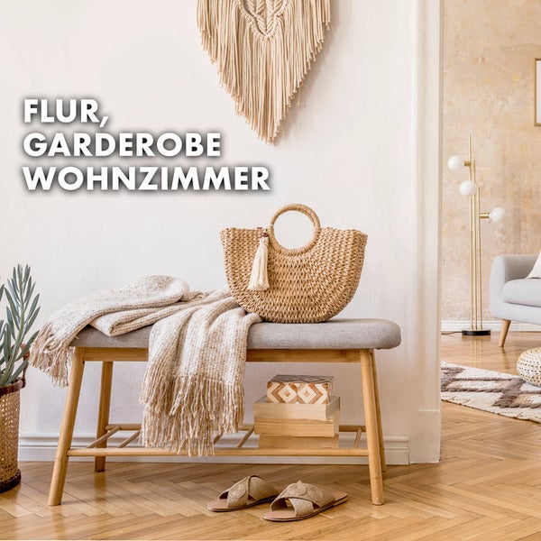 FLOORDIREKT Bambus-Sitzbank Montana - Praktisches Schuhregal - mit Stauraum und Sitzkomfort