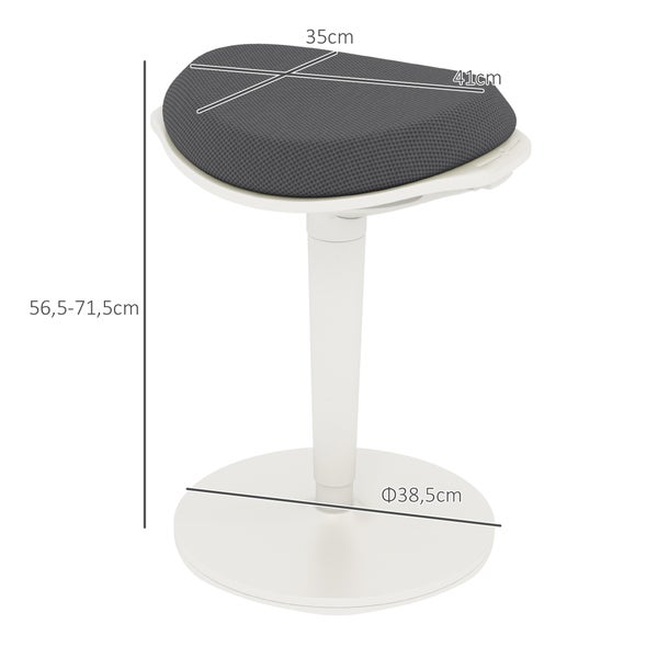 HOMCOM, Arbeitsstuhl, Ergonomischer Drehstuh, 42,5L x 35,5B x 56,5-71,5H cm, Mesh, Kunststoff, Grau