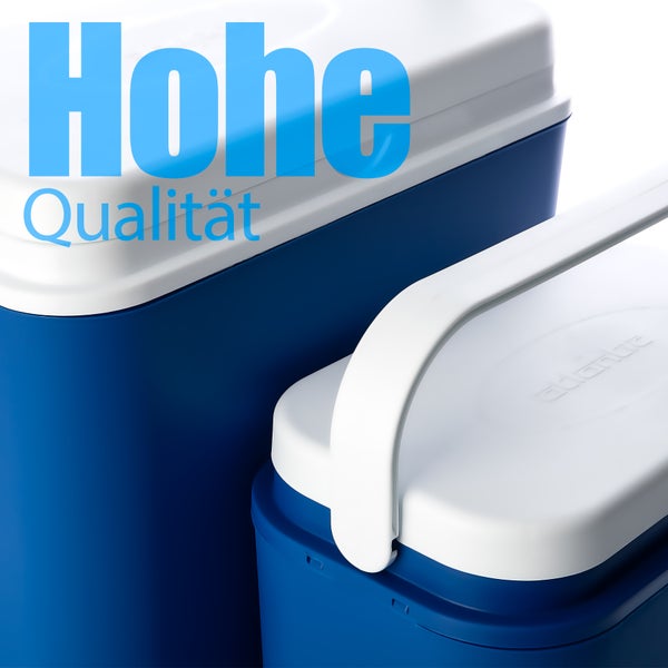 Kühlbox 2er Set 24 L groß + 10 L klein blau/weiß inkl. 6 Kühlakkus - Bis zu 14 Std. Kühlung - Outdoor Kühltasche Thermobox für unterwegs - Made in Europe