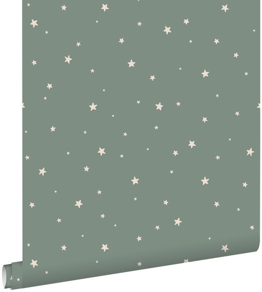 ESTAhome Tapete kleine Sterne Graugrün - 53 cm x 10.05 m - 139689
