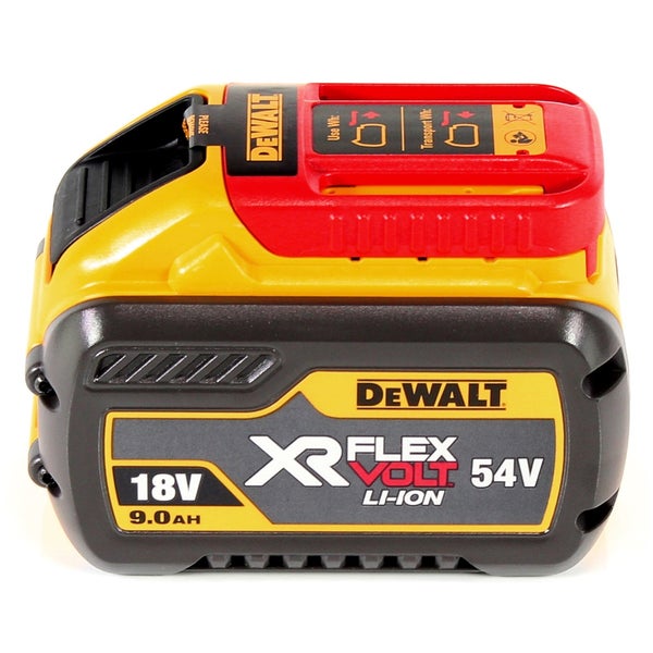 DeWalt XR Flexvolt Akku 18 Volt oder 54 Volt mit 9,0 Amperestunden Kapazität, Lithium-Ionen-Technologie.