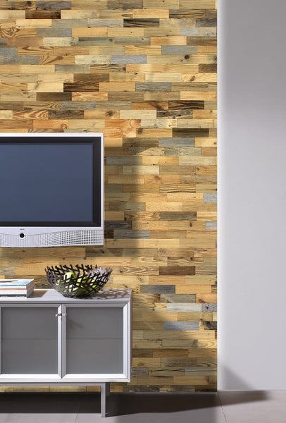 wodewa Wandverkleidung aus Holz Altholz sonnenverbrannt 1m² Echtholz Wandpaneele Holzwand