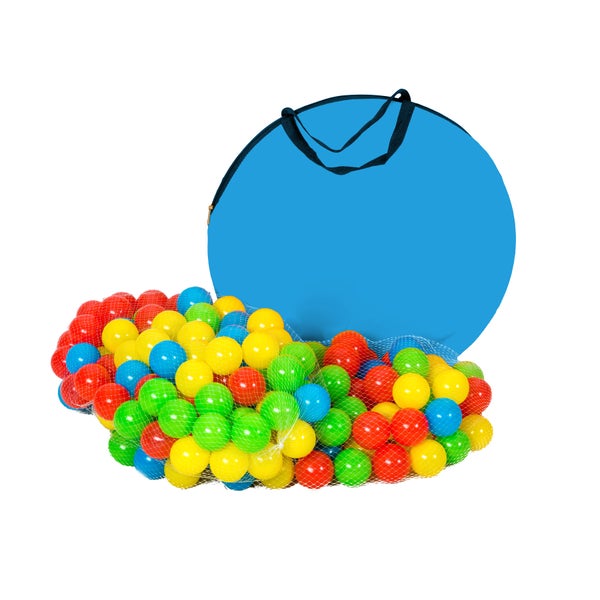 Spielzelt tectake  370 x 115 x 107 cm mit Tunnel, Iglu, 200 Bällen und abnehmbarem Dach blau