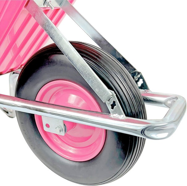 Schubkarre Matrix 100L 250kg | pannensicheres Vollgummirad | pinke Kunststoffwanne & verzinkter Rahmen