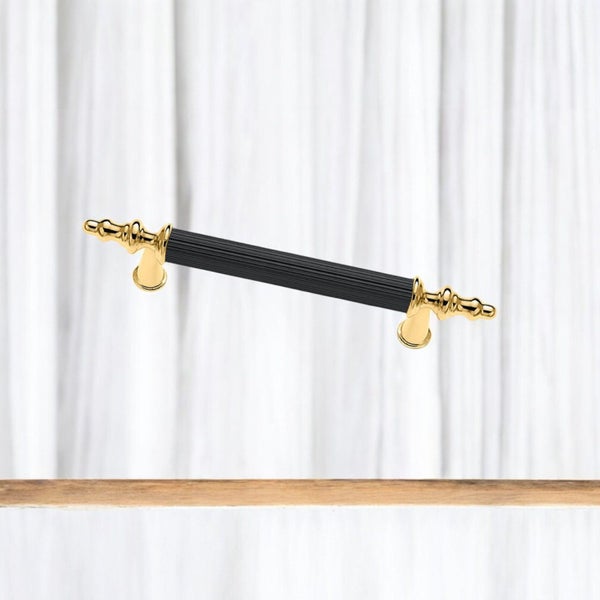 Möbelgriff GR916ET Lochabstand 128mm Gold & Schwarz