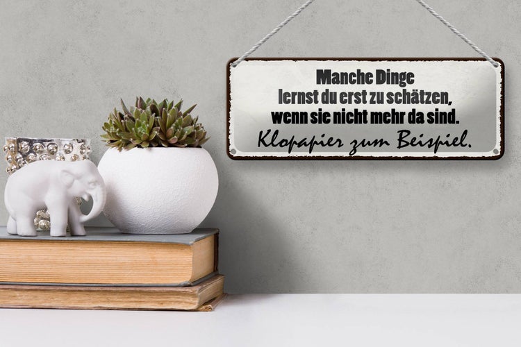 Blechschild Spruch 27x10cm manche Dinge schätzen Klopapier Dekoration
