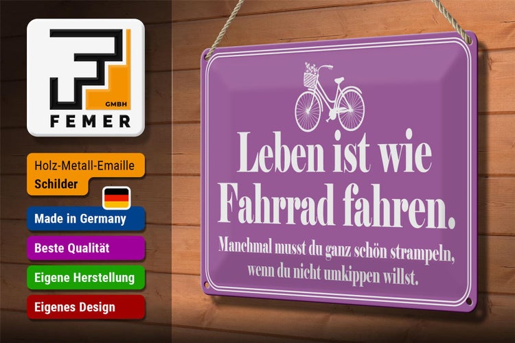 Blechschild Spruch 30x20cm Leben ist wie Fahrrad fahren
