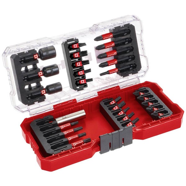 Original Einhell S-CASE 28-tlg. schlagfestes Bit-Set (25-mm-Bits, 50-mm-Bits, 60-mm-Bithalter, Steckschlüsseleinsätze inkl. Aufbewahrungsbox)