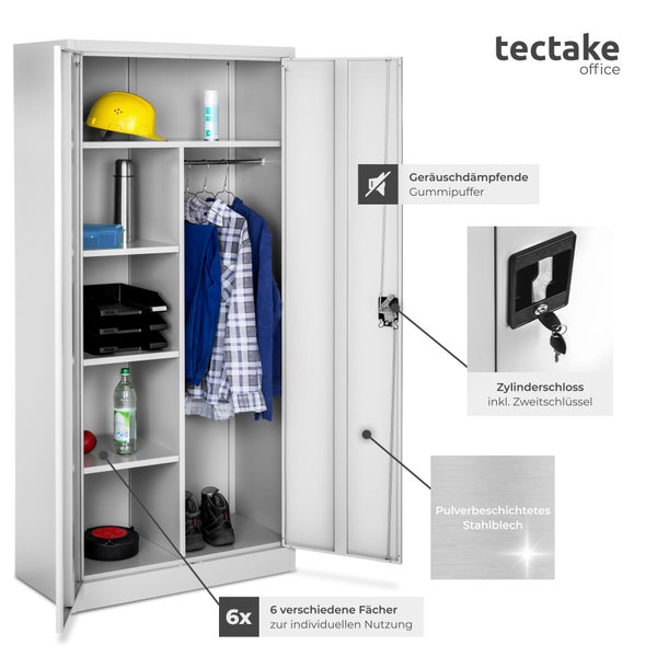 tectake Büroschrank mit sechs Fächern und Zylinderschloss