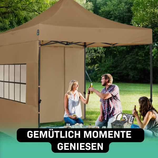 VONROC Pavillon 3x3m wasserdicht stabil - Partyzelt EasyUp System [3Min Aufbau] Popup Faltpavillon modular erweiterbar als Festival Zelt, Gartenpavillon