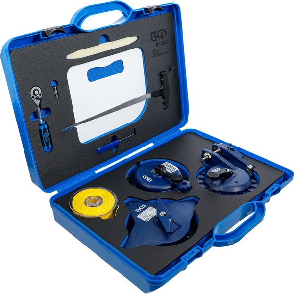 BGS technic Glasklebetechnik-Satz im blauen Koffer mit Werkzeugen und Zubehör