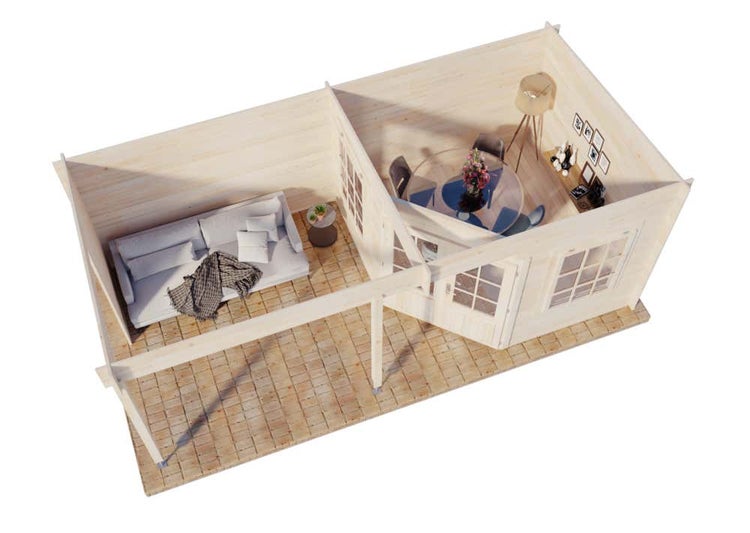 Alpholz Premium Gartenhaus-Set 5-Eck Carl 6x3m inkl. Boden, Dach & Aufbauservice