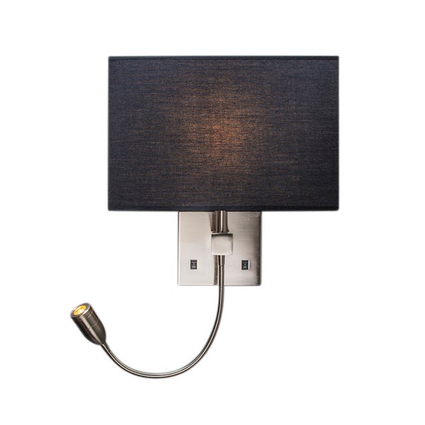 Wandleuchte mit rechteckigem Lampenschirm und flexiblem Lesearm