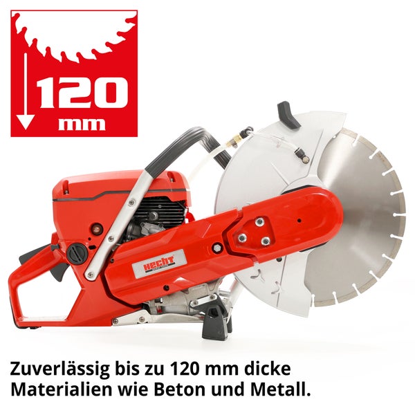 Hecht Trennschneider mit einem Schnitttiefen-Symbol von 120 Millimeter.
