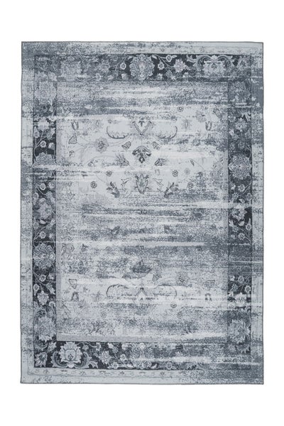 Flachflor Teppich Stellara Grau / Blau Vintage-Design, Used-Look, Orientalisch 80 x 150 cm