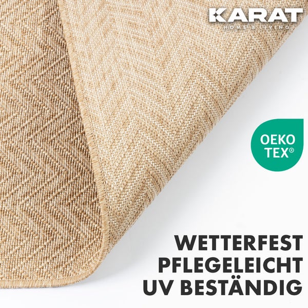 FLOORDIREKT Outdoorteppich - Wetterbeständiger Außenteppich - Cheron - Beige - 80 x 150 cm