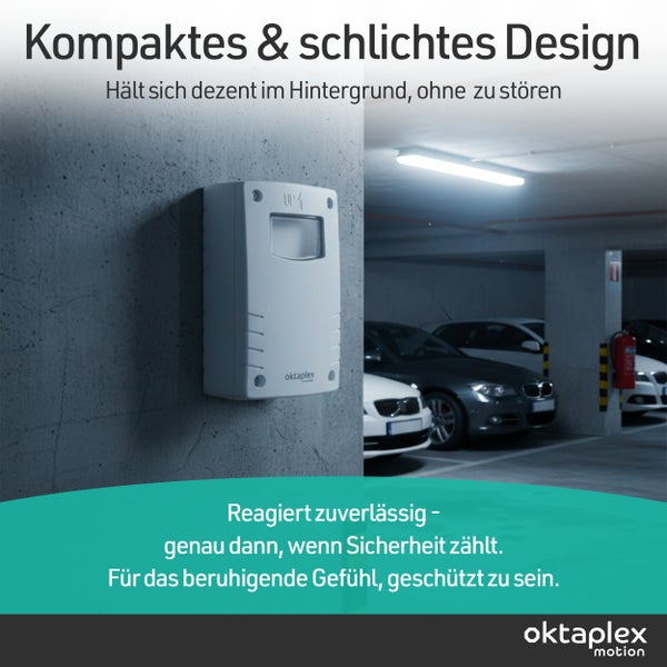 Bewegungsmelder an einer Betonwand in einer Garage montiert