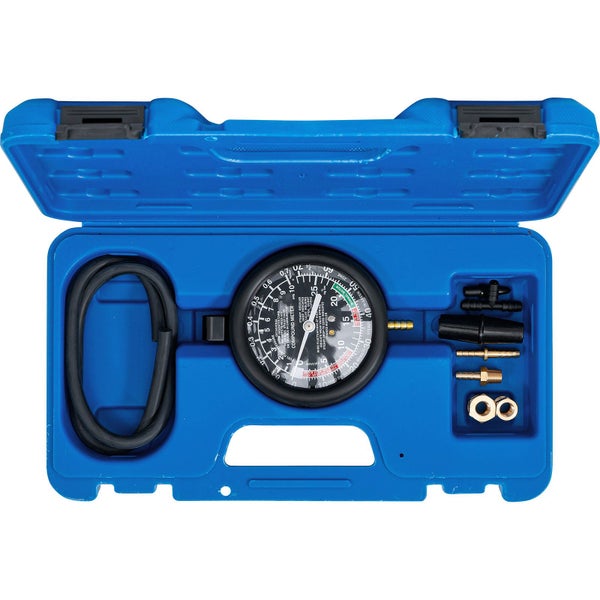 Vakuum- und Drucktester-Set in einem blauen Kunststoffkoffer
