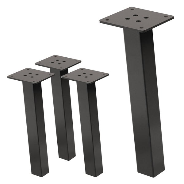 ML-Design 4er Set Tischbeine schräg H30 cm, Dunkelgrau Optik Industrial aus pulverbeschichtetem Stahl, Profil 4x4cm, I-Form, Möbelfüße Metall 96° Neigung, Tischfüße Möbelbeine für Couchtisch, Sitzbank