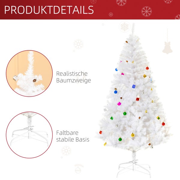 HOMCOM Weihnachtsbaum, Ø105 x H180 cm, PVC, Weiß