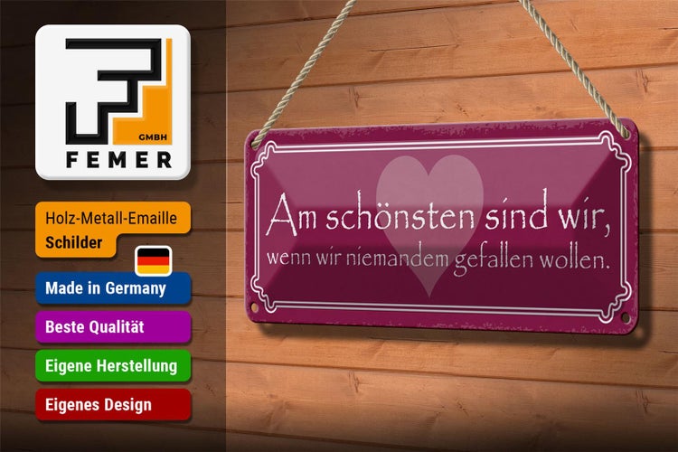 Blechschild Spruch 27x10cm wir am schönsten sind wir wenn Dekoration