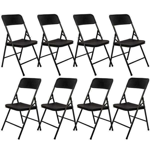 AMANKA 8er Set Klappstuhl bis 150kg - 50x46x83,5 Balkonstuhl in Rattan-Optik - Gartenstuhl Schwarz