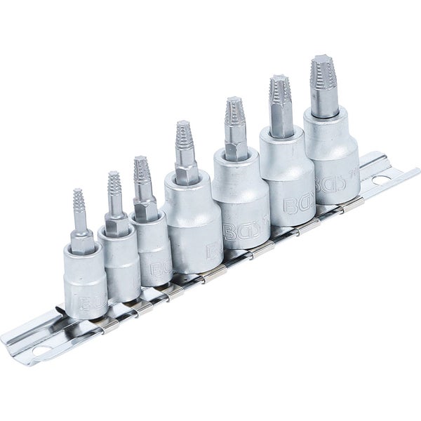 BGS Schraubenausdreher-Satz Antrieb Innenvierkant 6,3 mm (1/4) / 10 mm (3/8) für defektes T-Profil (für Torx) T10 - T40 7tlg. - 7098