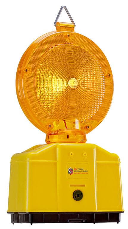 Baustellenleuchte Warnleuchte, Leitbakenlampe blink, dauerlicht Baulampe gelb oder rot / Lichtfarbe gelb