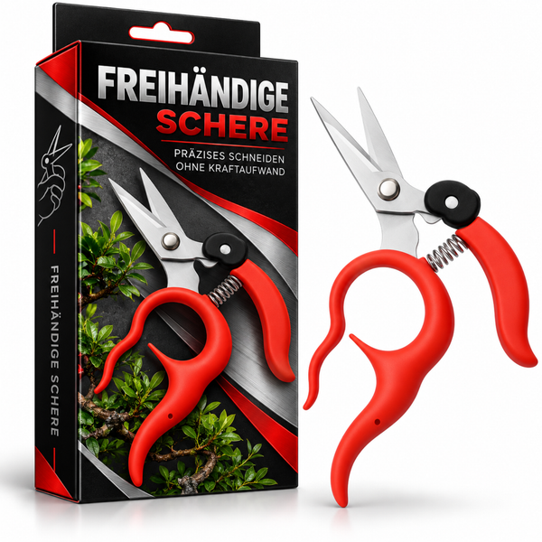 Freihändige Gartenschere mit Feder und ergonomischem Griff in Verpackung