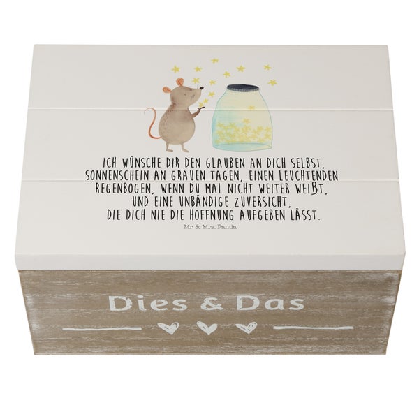 Mr. & Mrs. Panda 22 x 15 cm Holzkiste Maus Sterne - Weiß