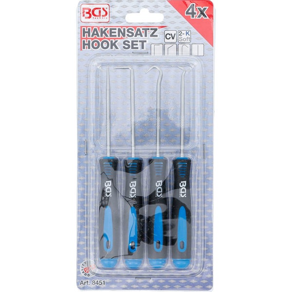 BGS Technic Hakensatz, 4-teilig, mit Kunststoffgriffen