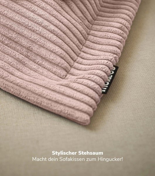 Quadratisches Kissen, 70 cm x 70 cm, geripptes Material