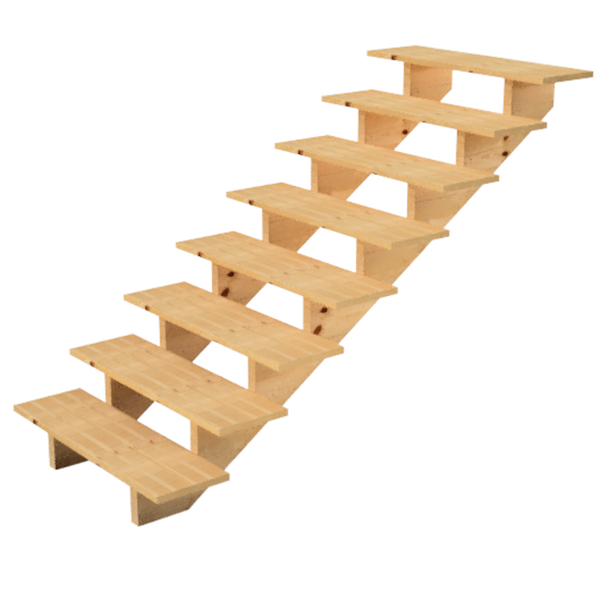 Holztreppe, Gartentreppe, Außentreppe, Terrassentreppe  Höhe 139cm 8 Stufen, Breite 100cm, OHNE Setzstufen