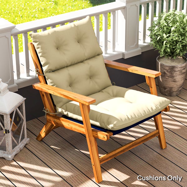 Outsunny Sitzkissen, 115x56 cm Stuhlkissen mit Bindebänder, Rückenlehne, 10cm dick Polsterauflage, wasserabweisend Sitzpolster für Haus, Garten, Büro, Stühle, Beige