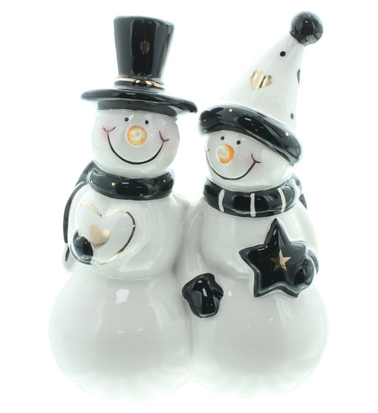 Dekorative Schneemann-Figur mit Herz und Stern